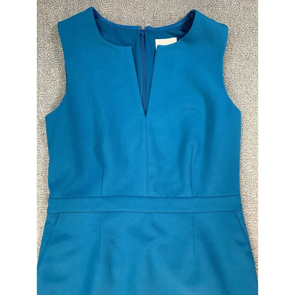 J. Crew Dres Suiting Mini‎ Sheath Career Business Classic Teal Blue Size 8